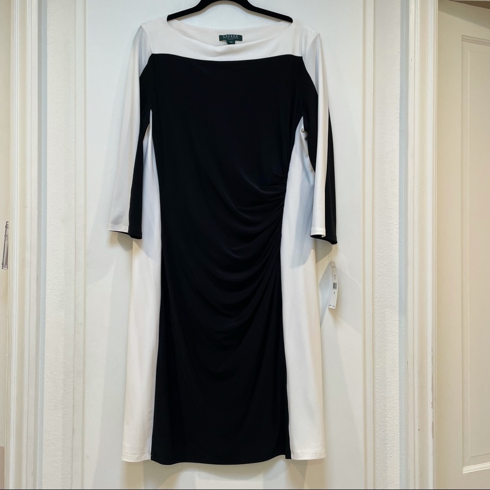 Lauren Ralph Lauren Black and White Long Sleeve Dress